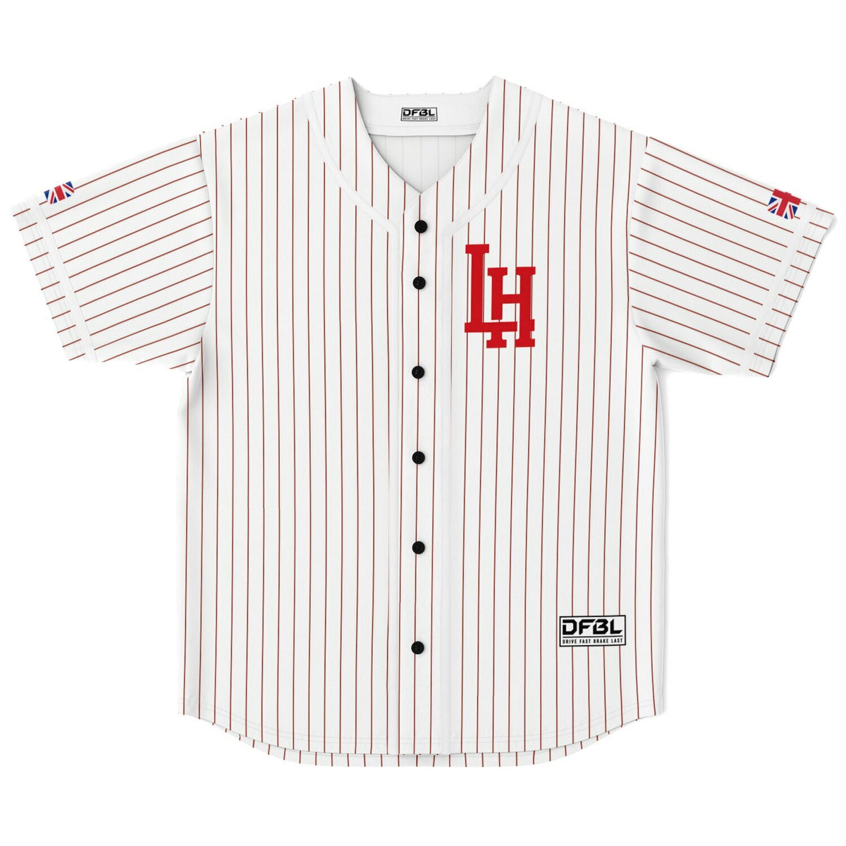 HAM44 Classic Pinstripe Baseball Jersey - Red/White