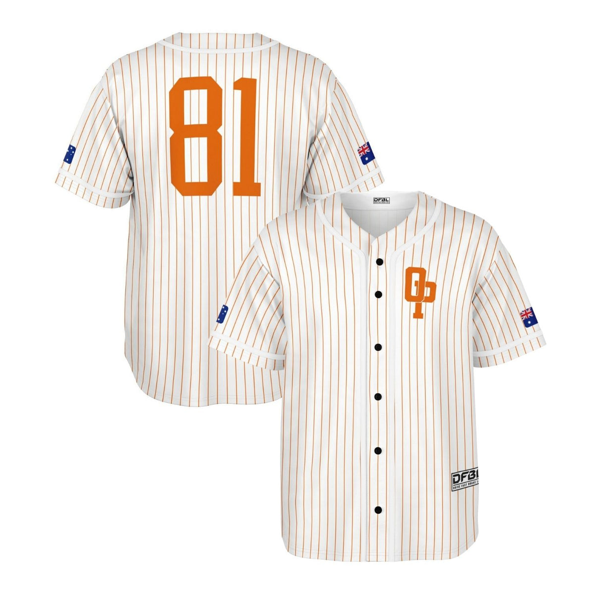 PIA81 Classic Pinstripe Baseball Jersey - Orange/White