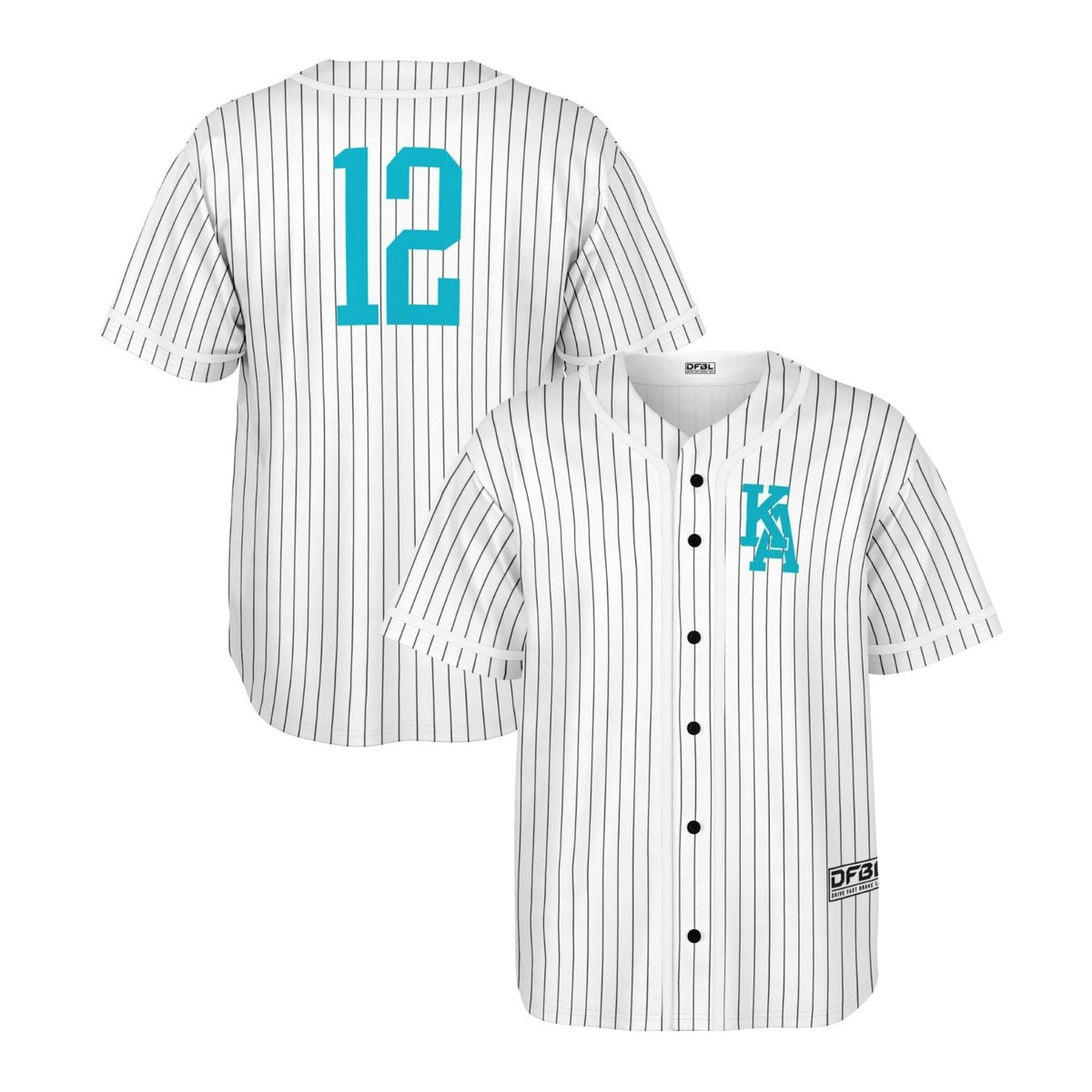 ANT12 Classic Pinstripe Baseball Jersey - Teal/White