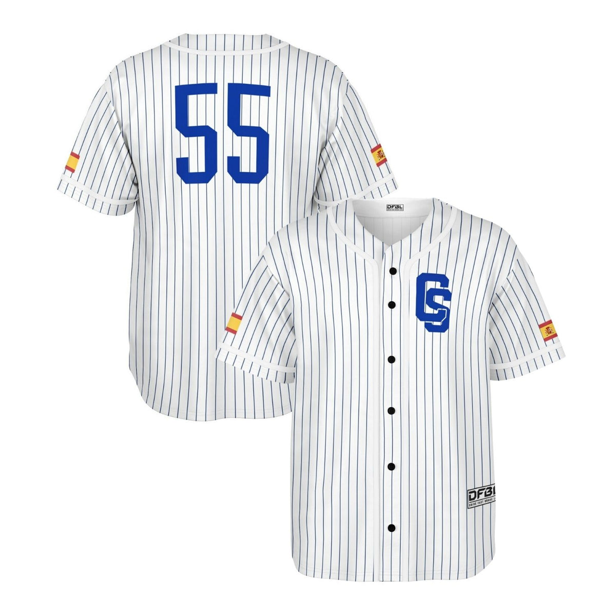SAI55 Classic Pinstripe Baseball Jersey - Blue/White