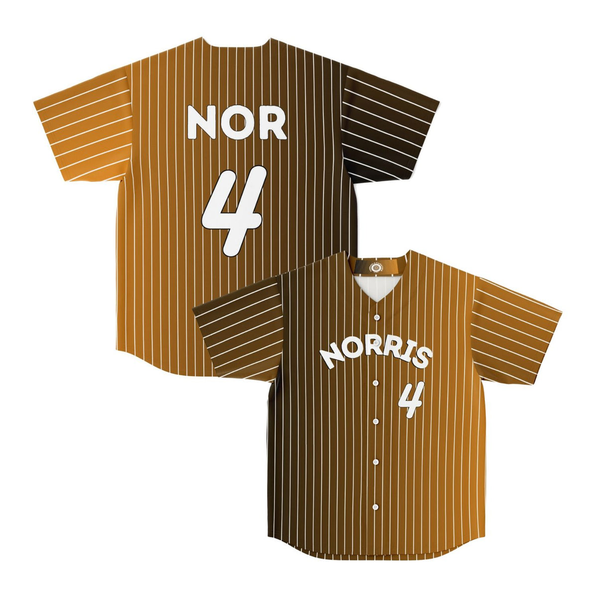 NOR4 Pinstripe Men's Baseball Jersey - Orange/Black Gradient