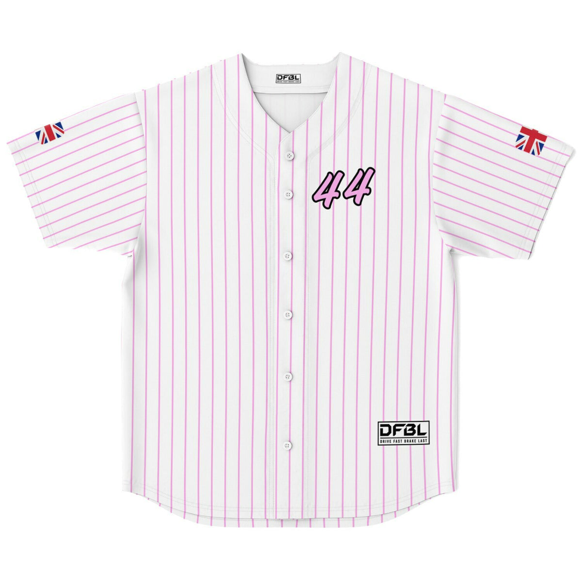 HAM44 Pinstripe Classic Baseball Jersey - White/Pink