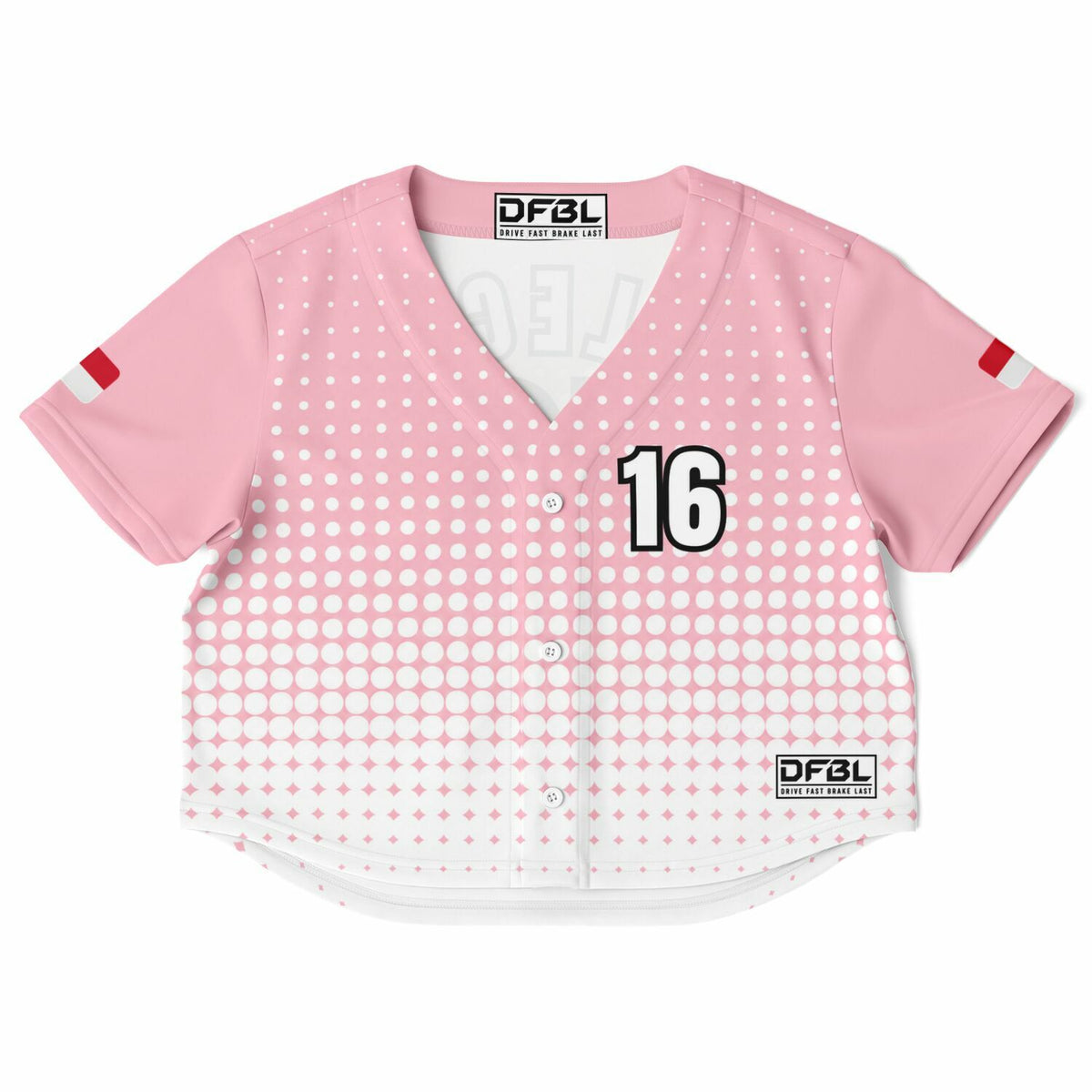 LEC16 Halftone Women's Cropped Baseball Jersey - Pink White