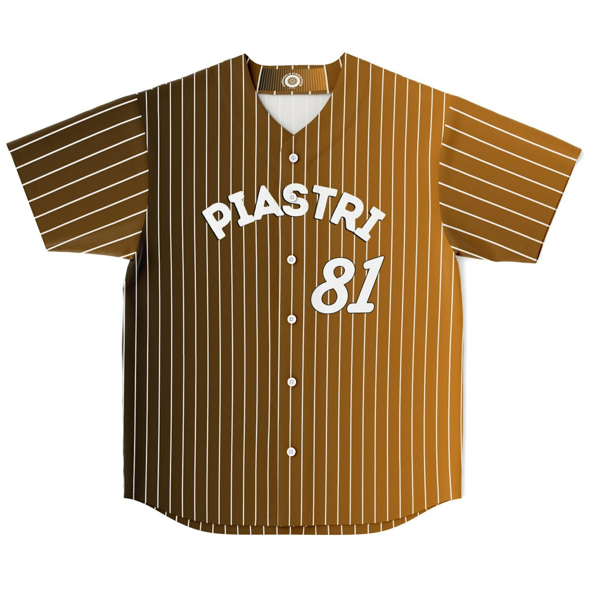 PIA81 Pinstripe Men's Baseball Jersey - Black/Orange Gradient