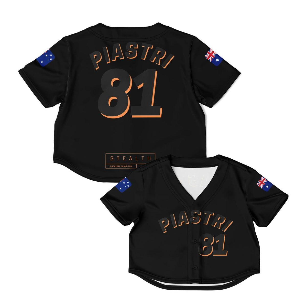 PIA81 Stealth Women's Cropped Baseball Jersey - Black