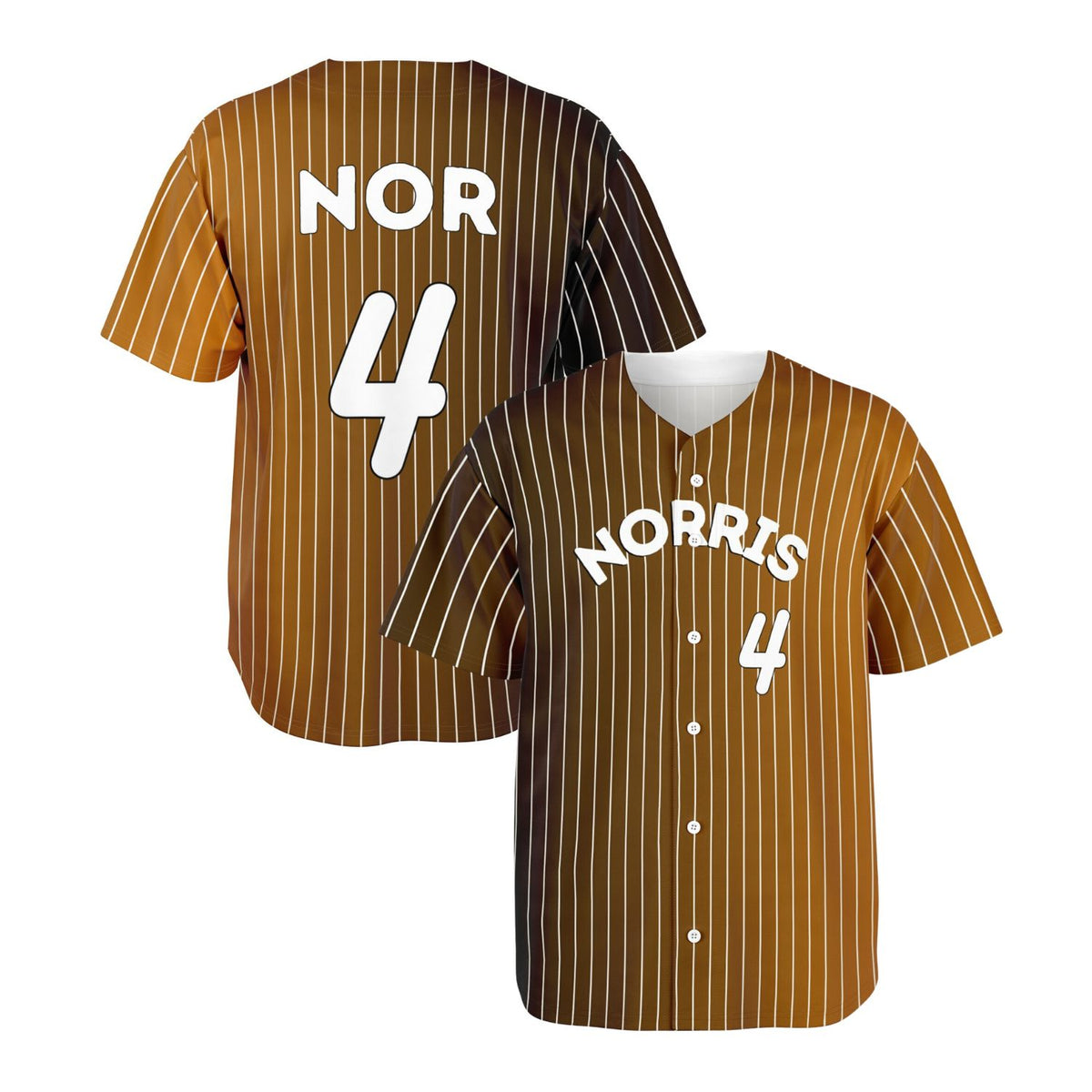 NOR4 Pinstripe Baseball Jersey - Orange & Black