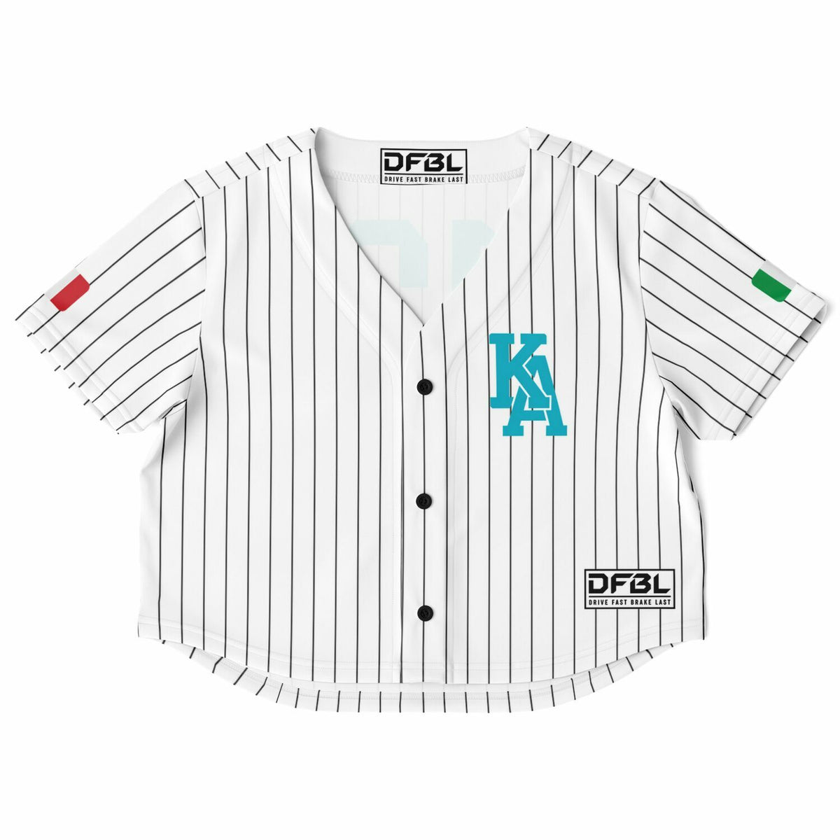 ANT12 Classic Pinstripe Cropped Women's Baseball Jersey - Teal White