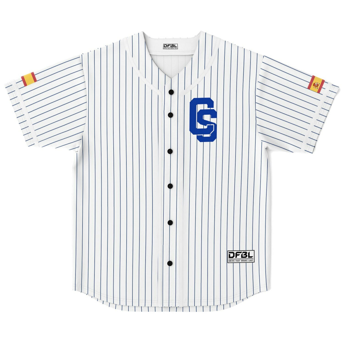 SAI55 Classic Pinstripe Baseball Jersey - Blue/White