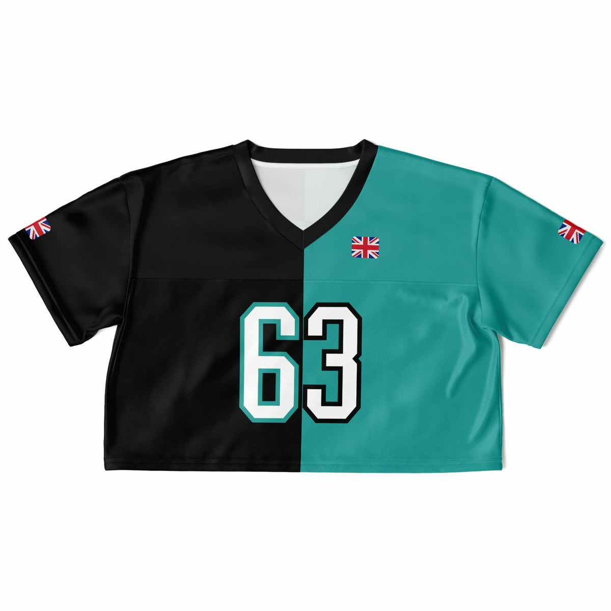 RUS63 Split Legacy Women's Cropped Football Jersey - Black/Teal