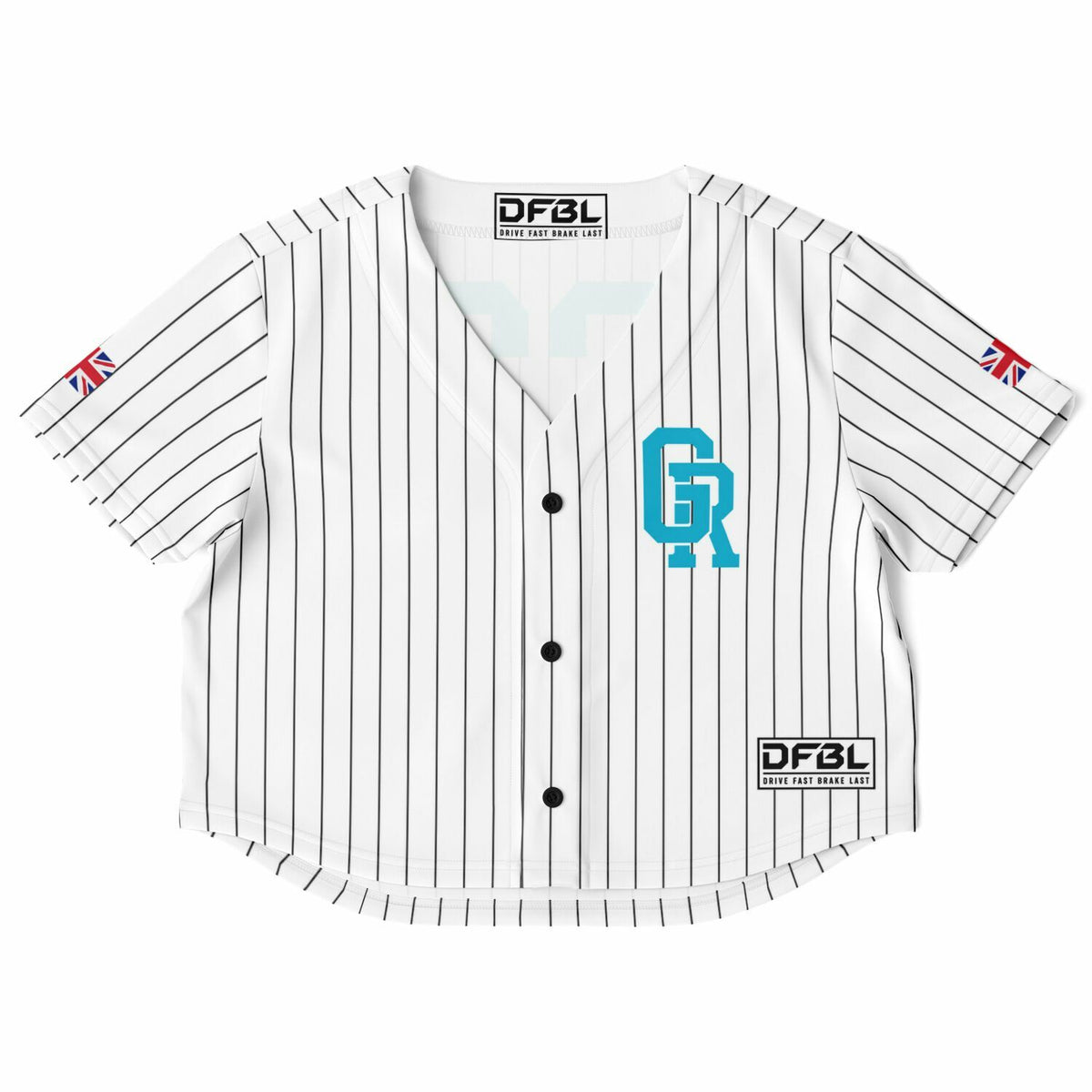 RUS63 Classic Pinstripe Cropped Women's Baseball Jersey - Teal White