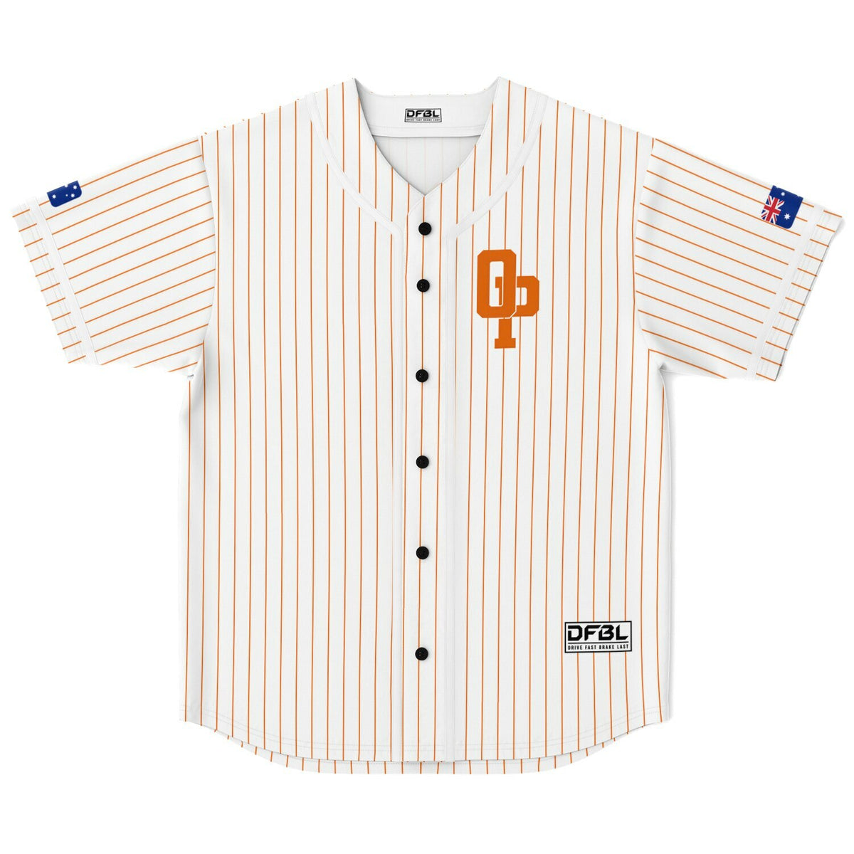 PIA81 Classic Pinstripe Baseball Jersey - Orange/White