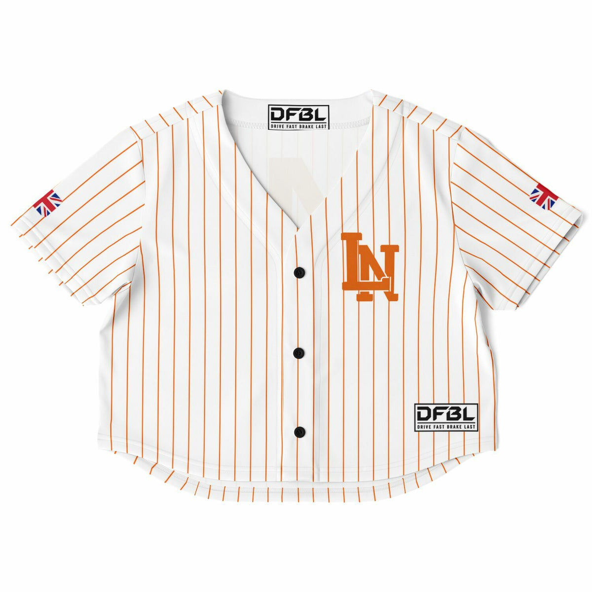 NOR4 Classic Pinstripe Cropped Women's Baseball Jersey - Orange White
