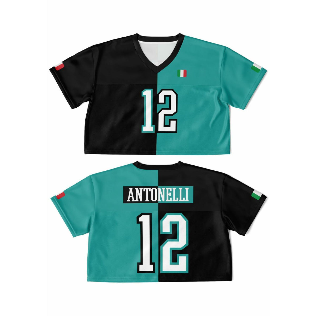ANT12 Split Legacy Women's Cropped Football Jersey - Black/Teal