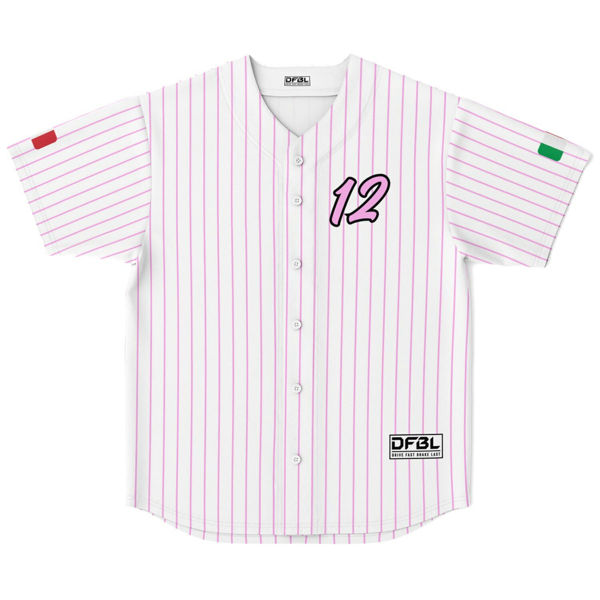 ANT12 Pinstripe Classic Baseball Jersey - White/Pink