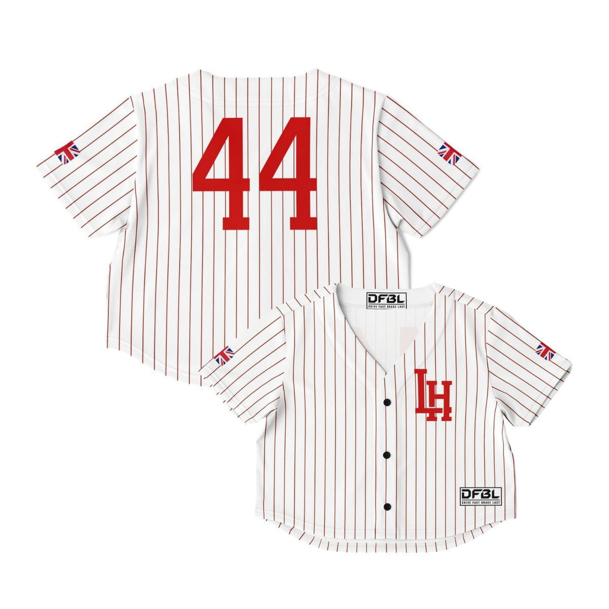 HAM44 Classic Pinstripe Cropped Women's Baseball Jersey - Red White
