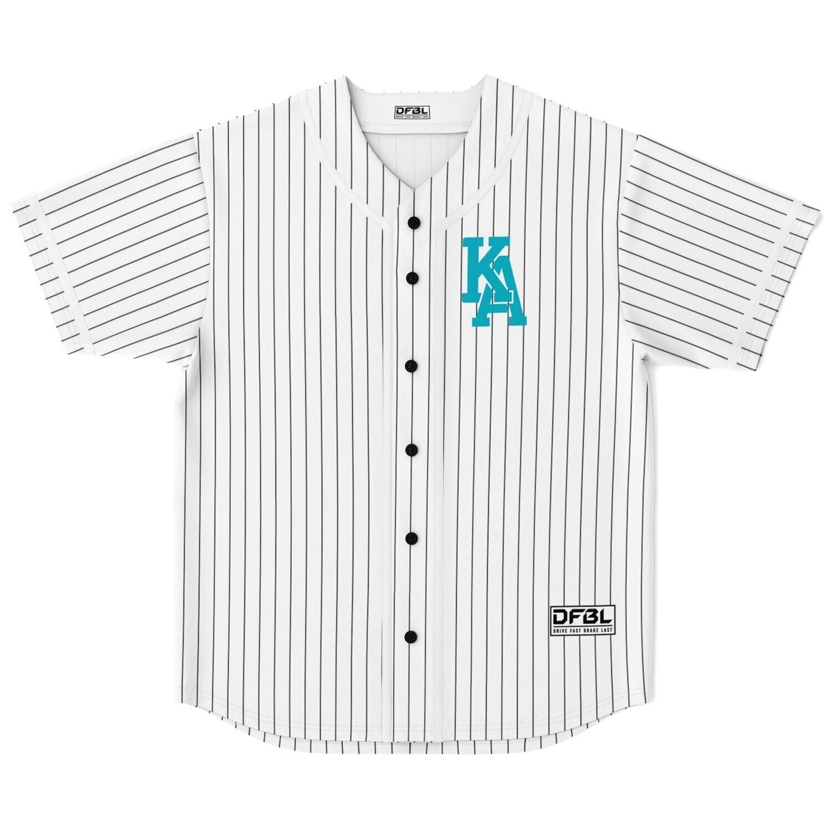 ANT12 Classic Pinstripe Baseball Jersey - Teal/White