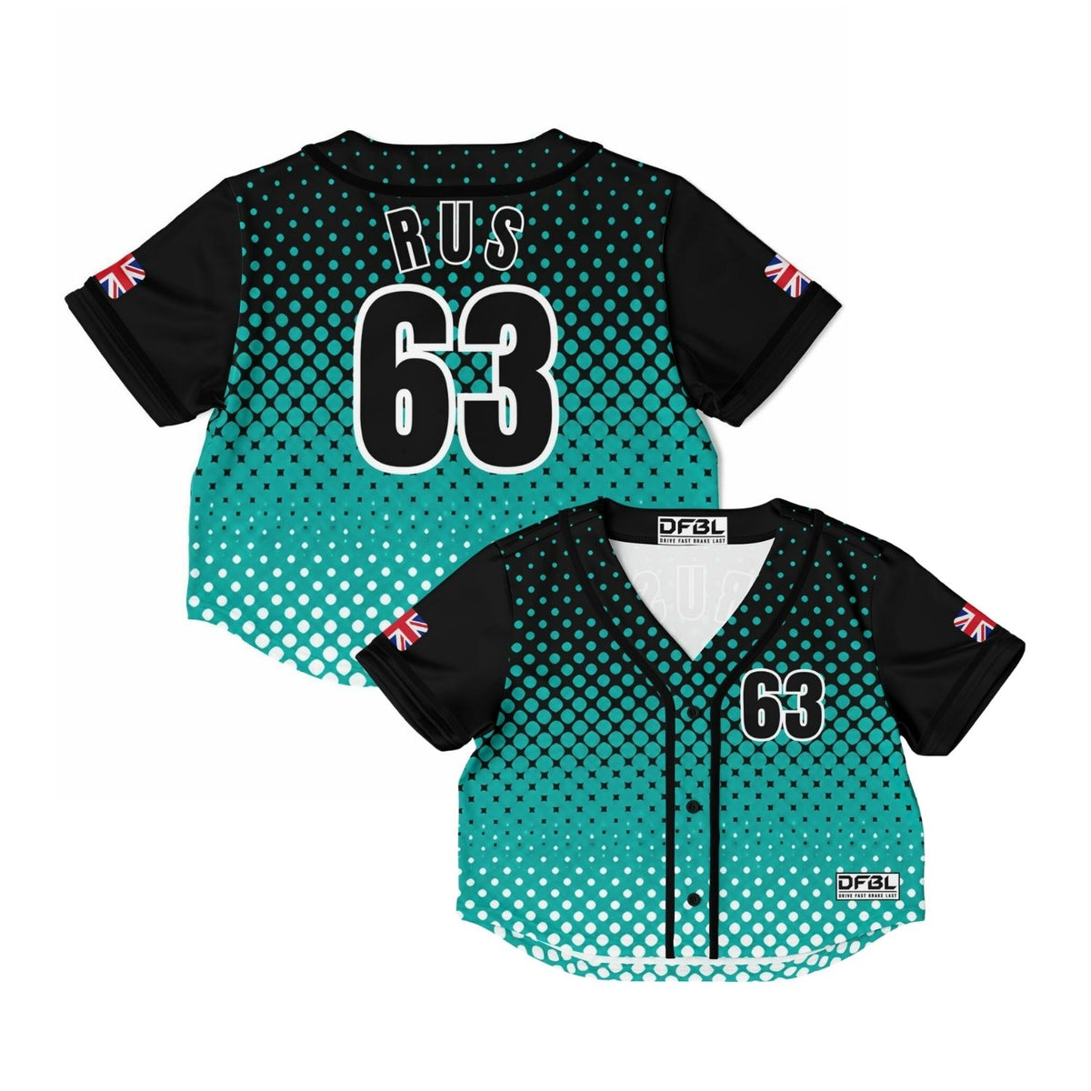 RUS63 Haltone Women's Cropped Baseball Jersey