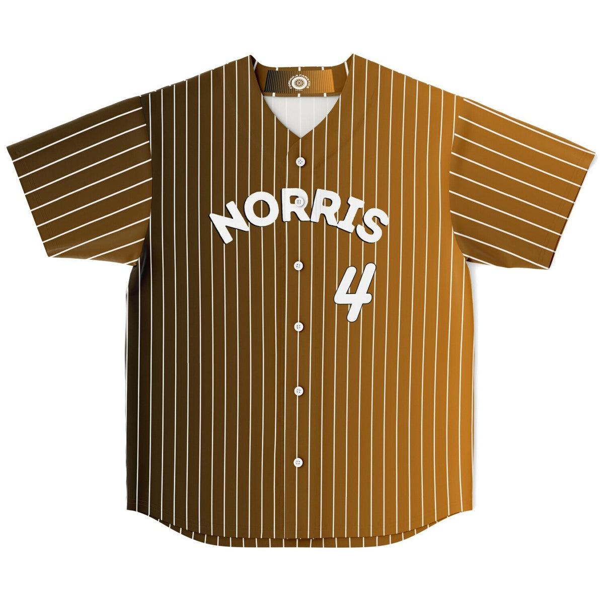 NOR4 Pinstripe Men's Baseball Jersey - Orange/Black Gradient