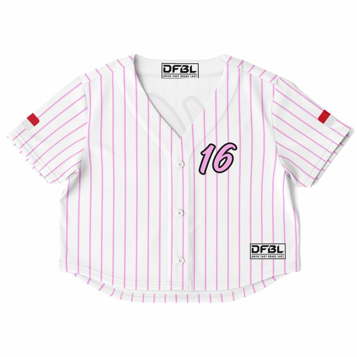 LEC Pinstripe Women's Cropped Baseball Jersey - White