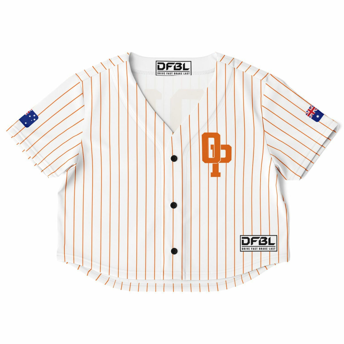 PIA81 Classic Pinstripe Cropped Women's Baseball Jersey - Orange Black