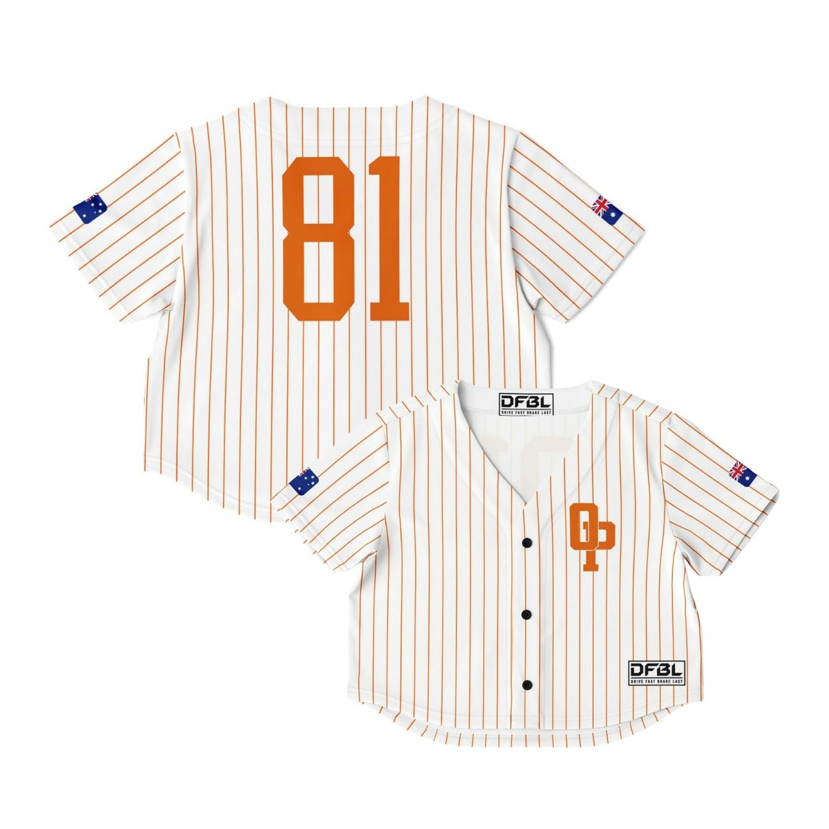 PIA81 Classic Pinstripe Cropped Women's Baseball Jersey - Orange Black