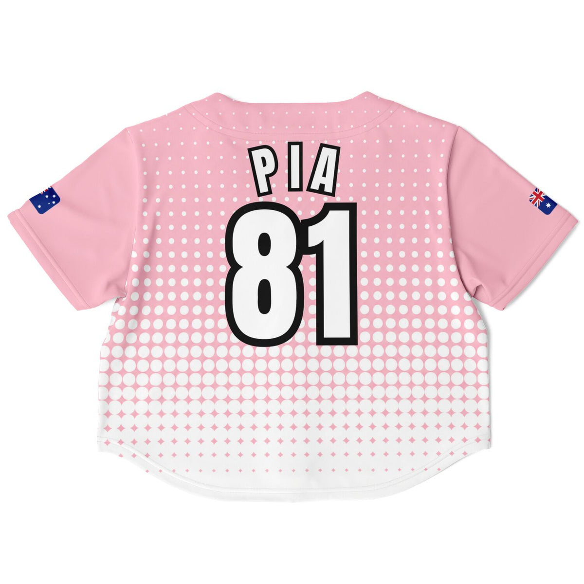 PIA81 Halftone Women's Cropped Baseball Jersey - Pink White