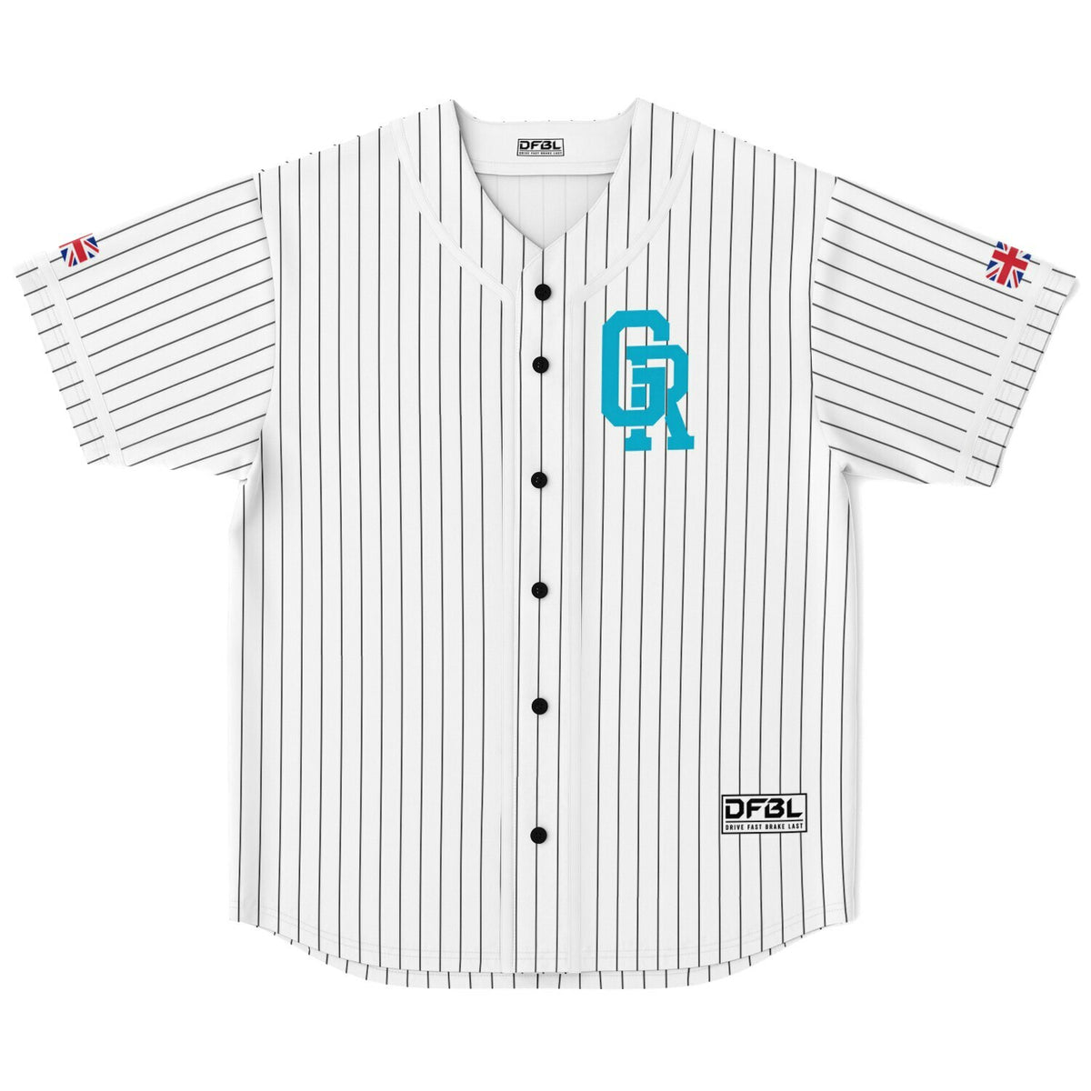 RUS63 Classic Pinstripe Baseball Jersey - Teal White