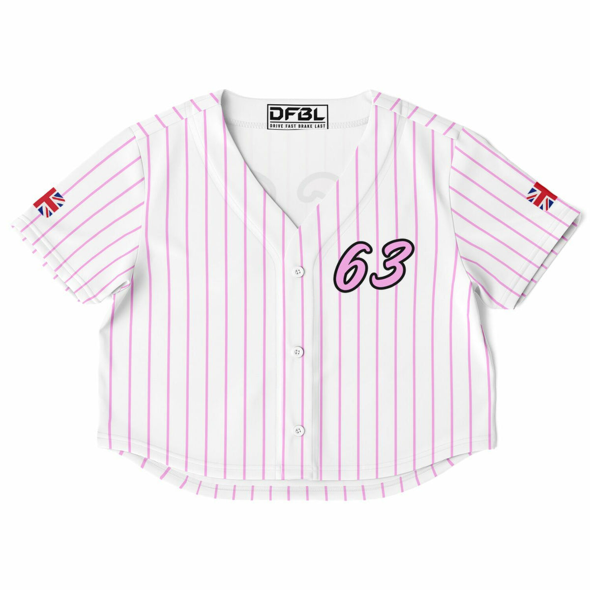 RUS63 Pinstripe Women's Cropped Baseball Jersey - Pink