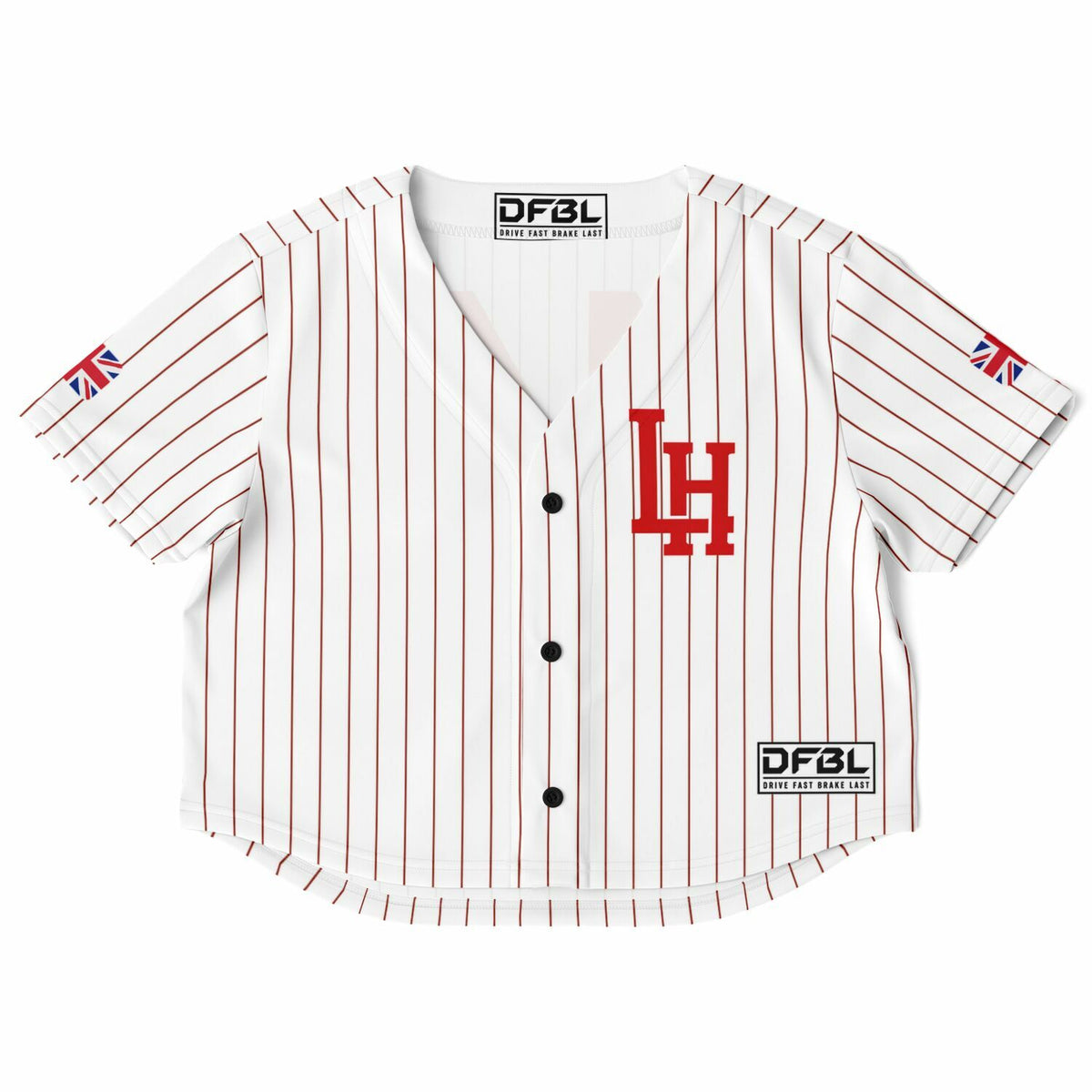 HAM44 Classic Pinstripe Cropped Women's Baseball Jersey - Red White