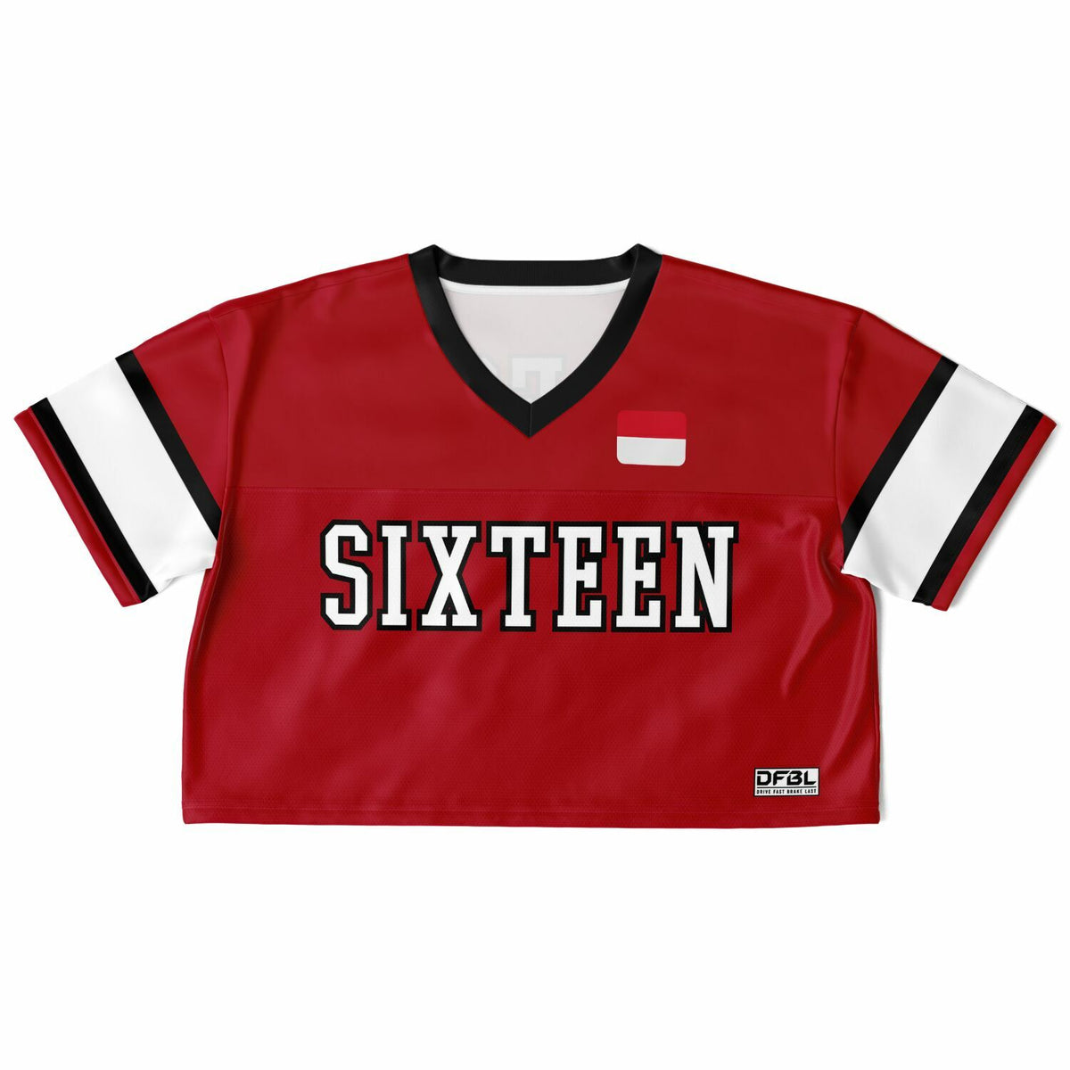 LEC16 Number Women's Cropped Football Jersey - Red