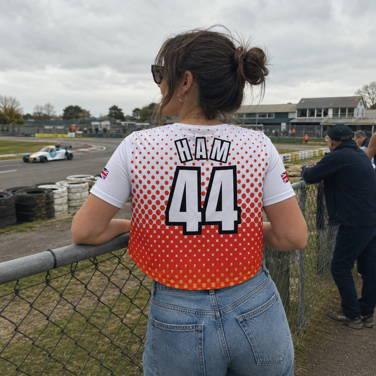HAM44 Halftone Cropped Women's Baseball Jersey - Red