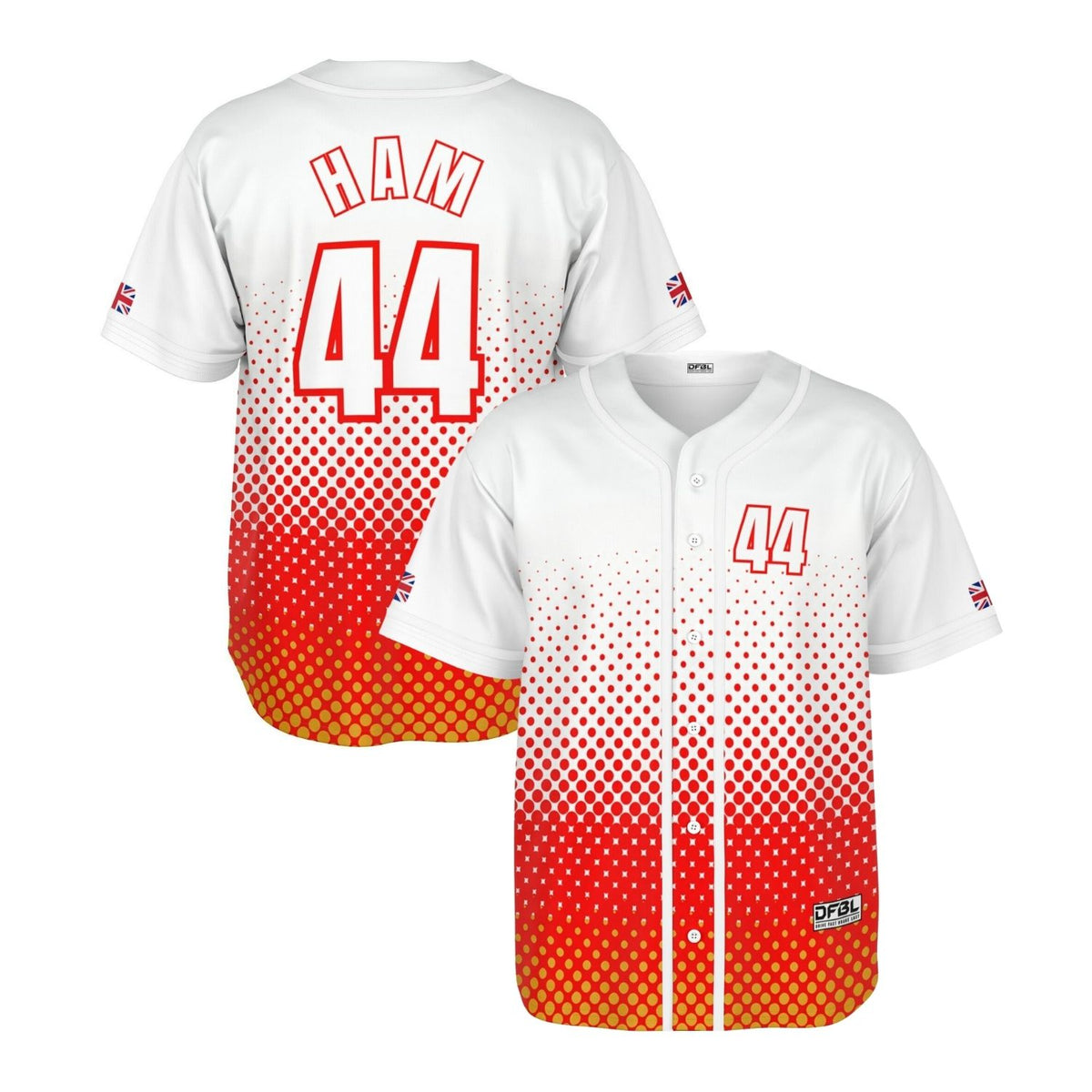 Hamilton Halftone Baseball Jersey - White Red