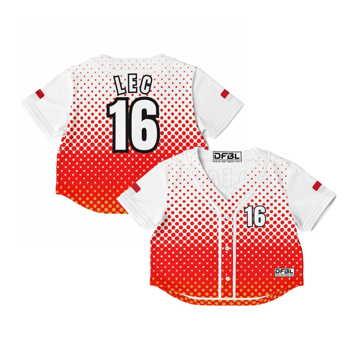 LEC16 Halftone Cropped Women's Baseball Jersey - Red