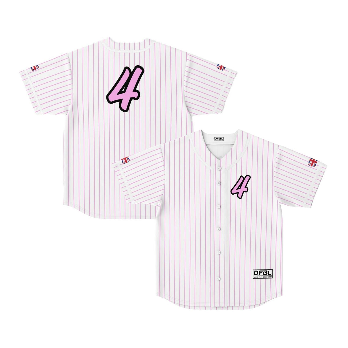 NOR4 Pinstripe Classic Baseball Jersey - White Pink