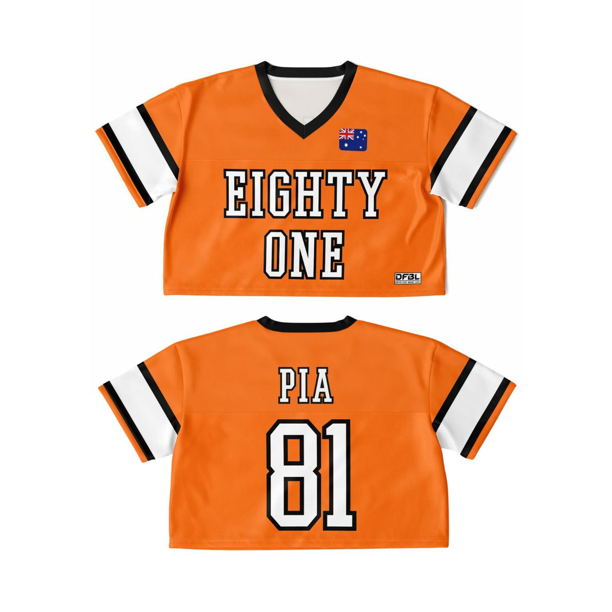 PIA81 Number Women's Cropped Football Jersey - Orange