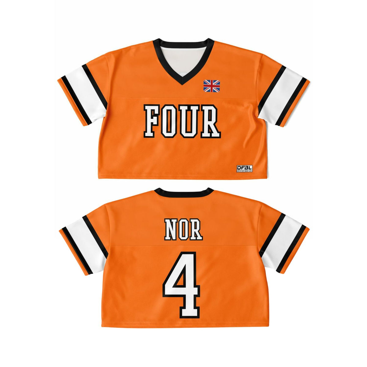 NOR4 Number Women's Cropped Football Jersey - Orange