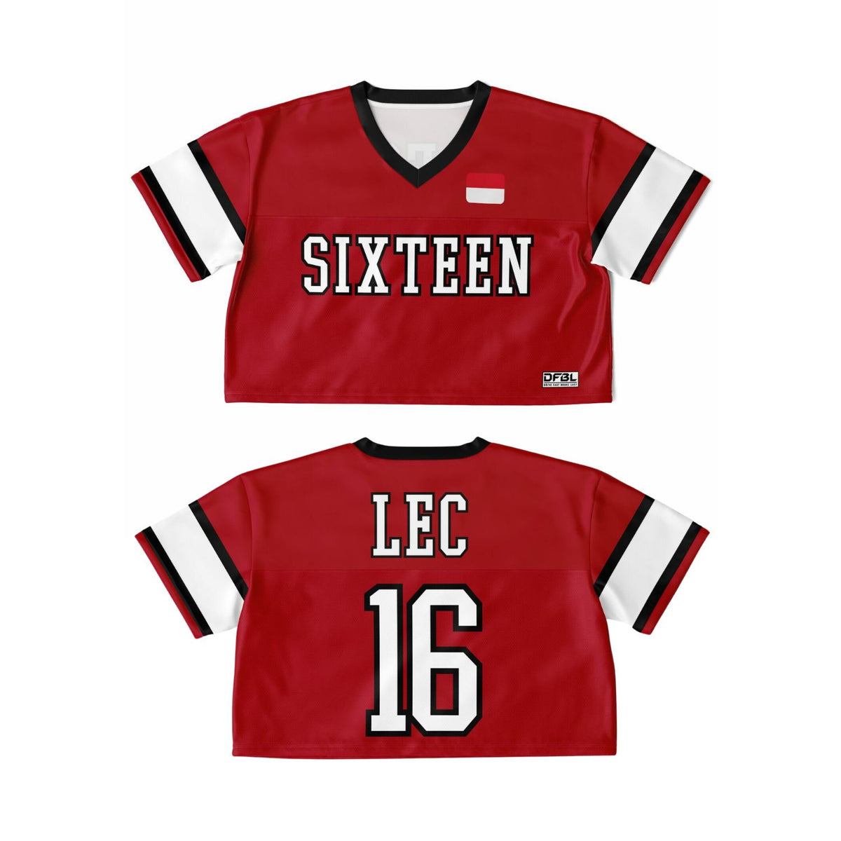 LEC16 Number Women's Cropped Football Jersey - Red