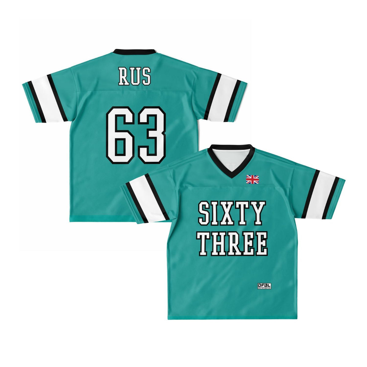 RUS63 Number Classic Football Jersey - Teal