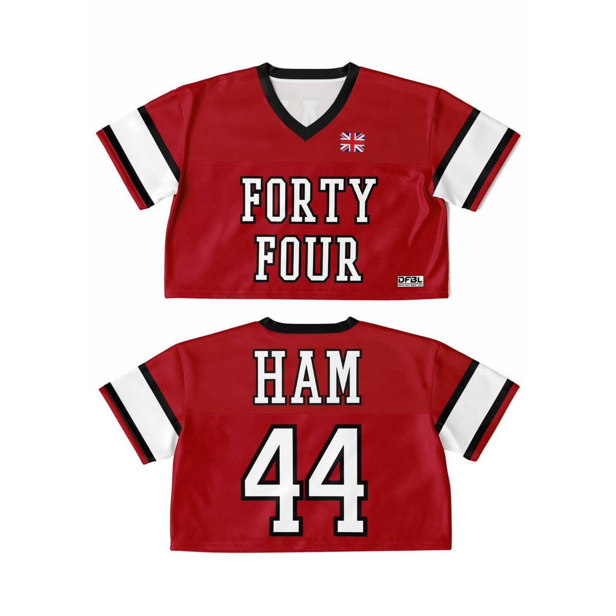 HAM44 Number Women's Cropped Football Jersey - Red