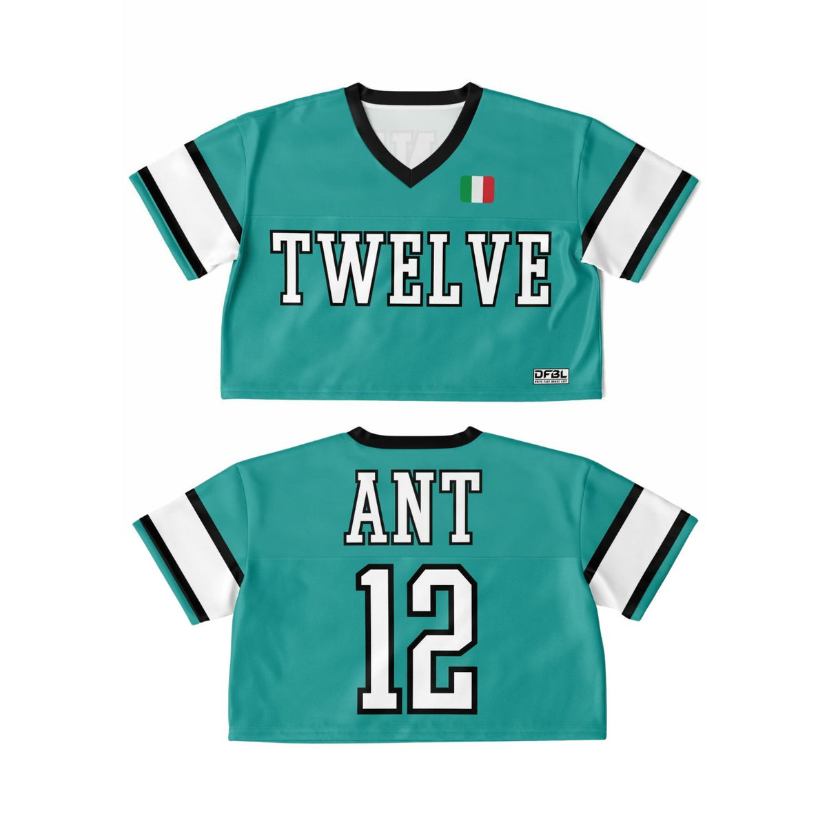 ANT12 Number Women's Cropped Football Jersey - Teal