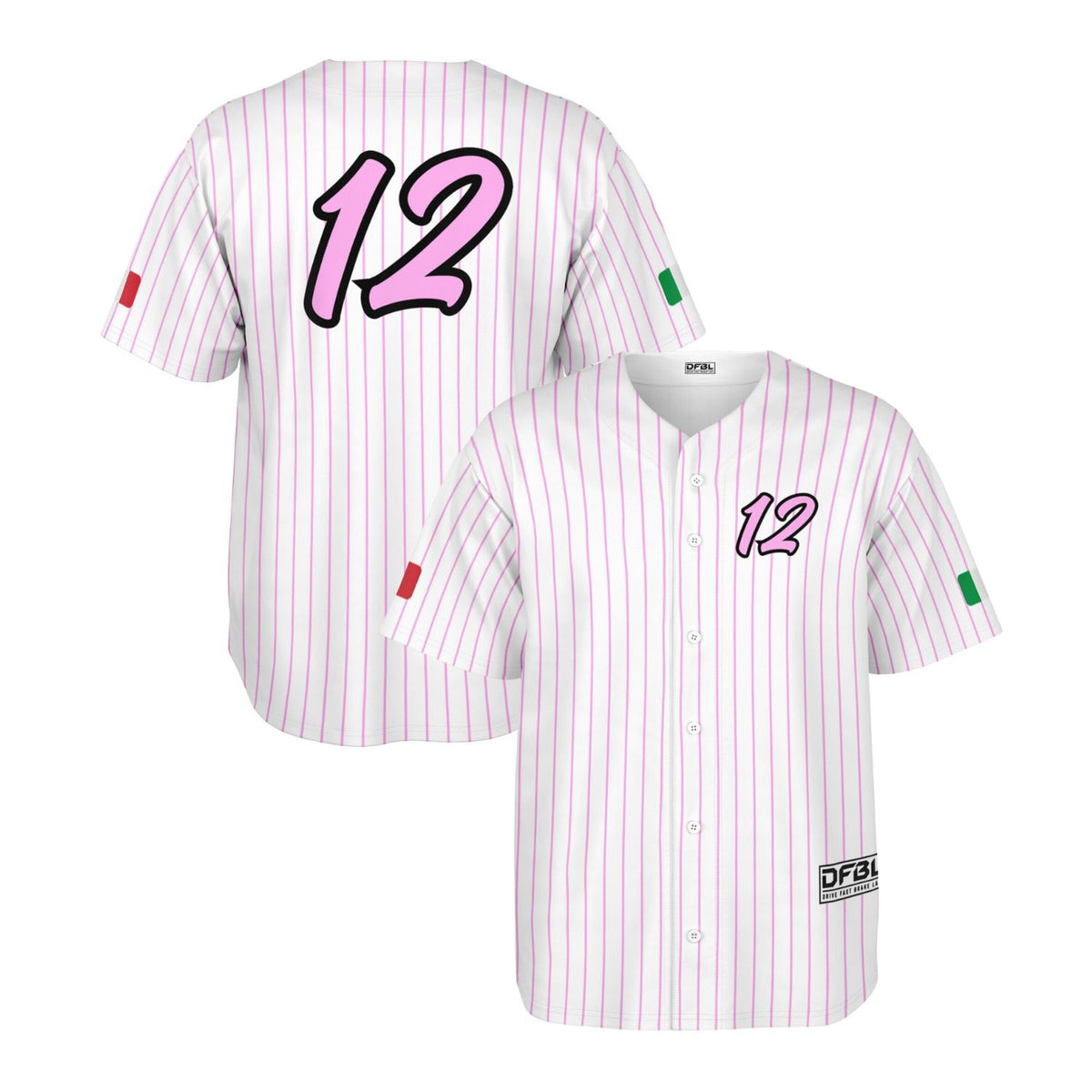 ANT12 Pinstripe Classic Baseball Jersey - White/Pink