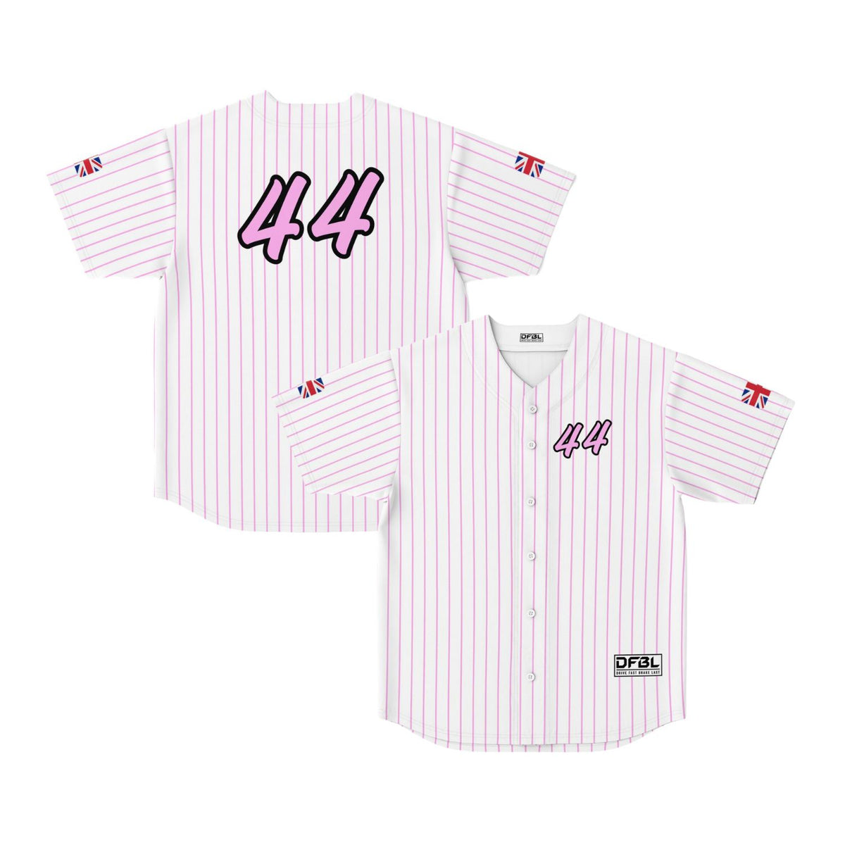 HAM44 Pinstripe Classic Baseball Jersey - White/Pink