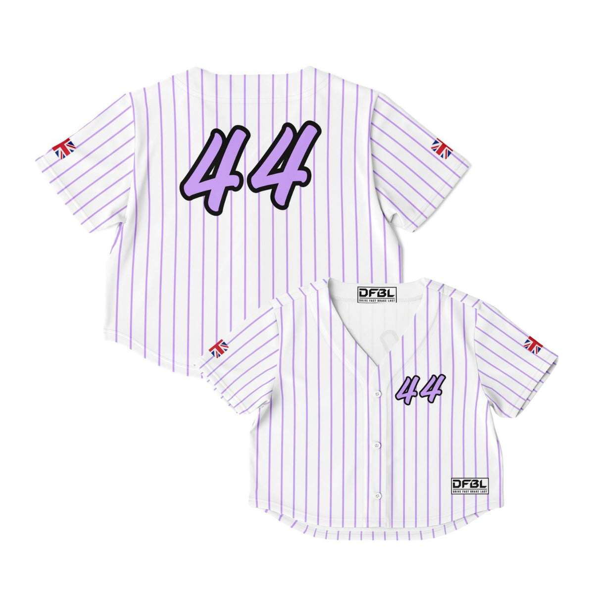HAM44 Pinstripe Women's Cropped Baseball Jersey - White Lilac
