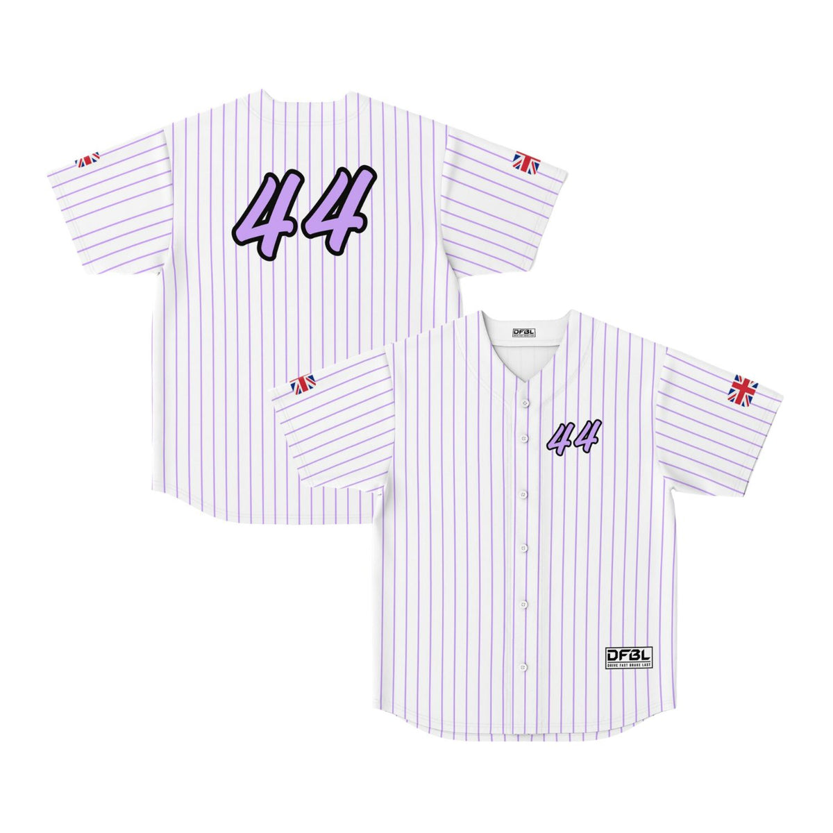 HAM44 Pinstripe Classic Baseball Jersey - White/Lilac