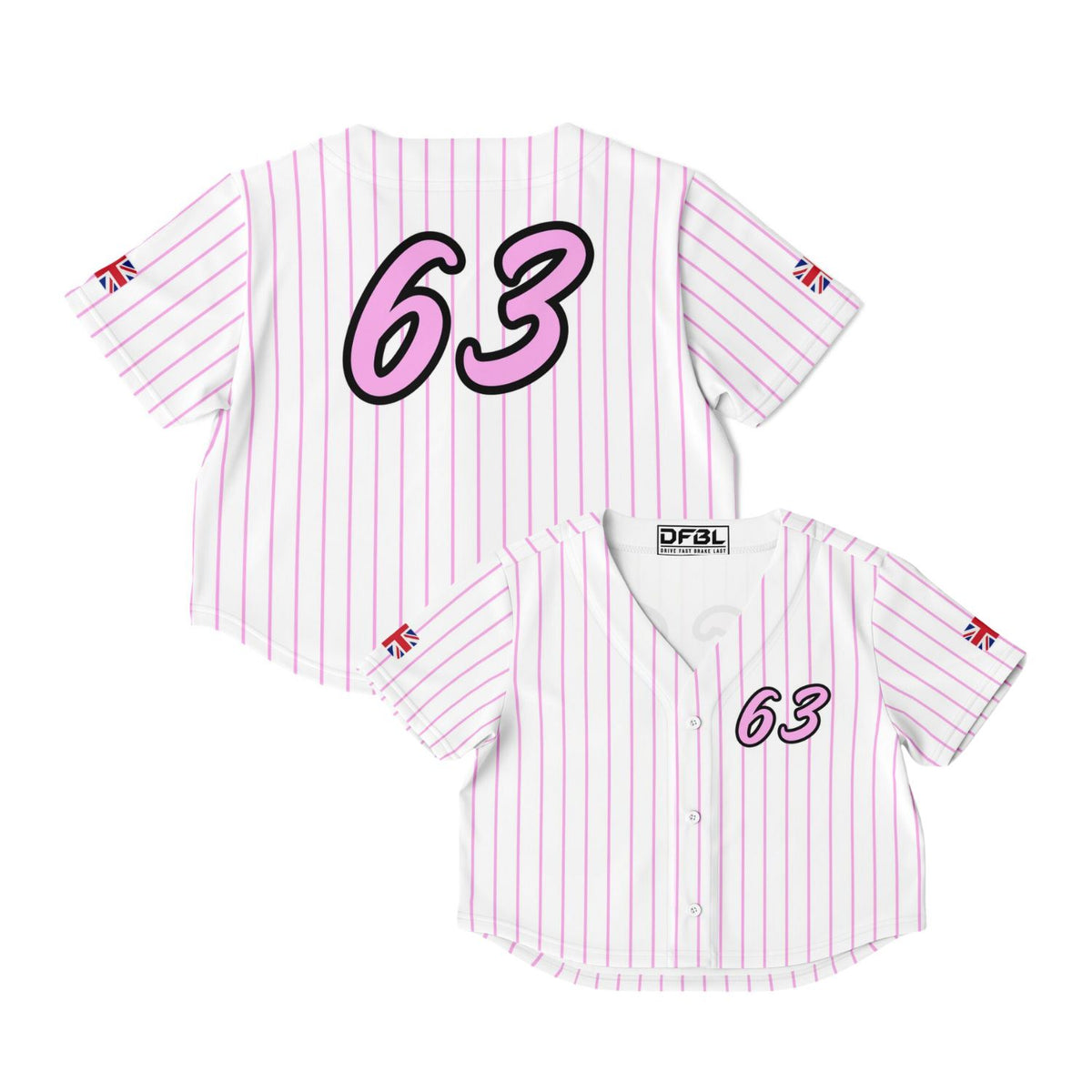 RUS63 Pinstripe Women's Cropped Baseball Jersey - Pink