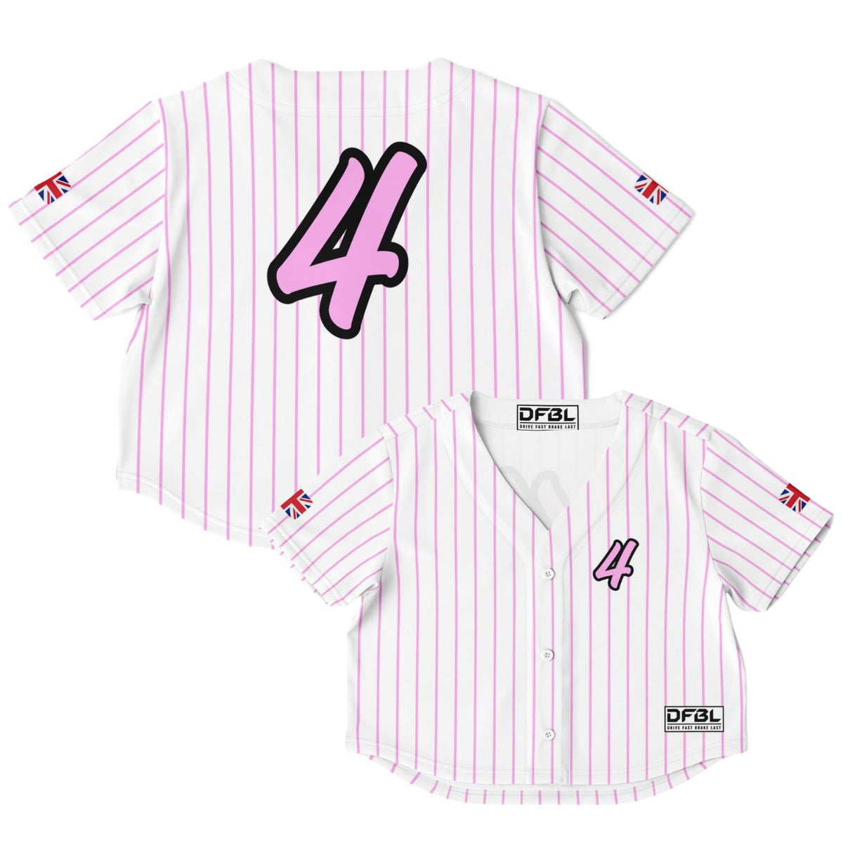NOR4 Pinstripe Women's Cropped Baseball Jersey - Pink