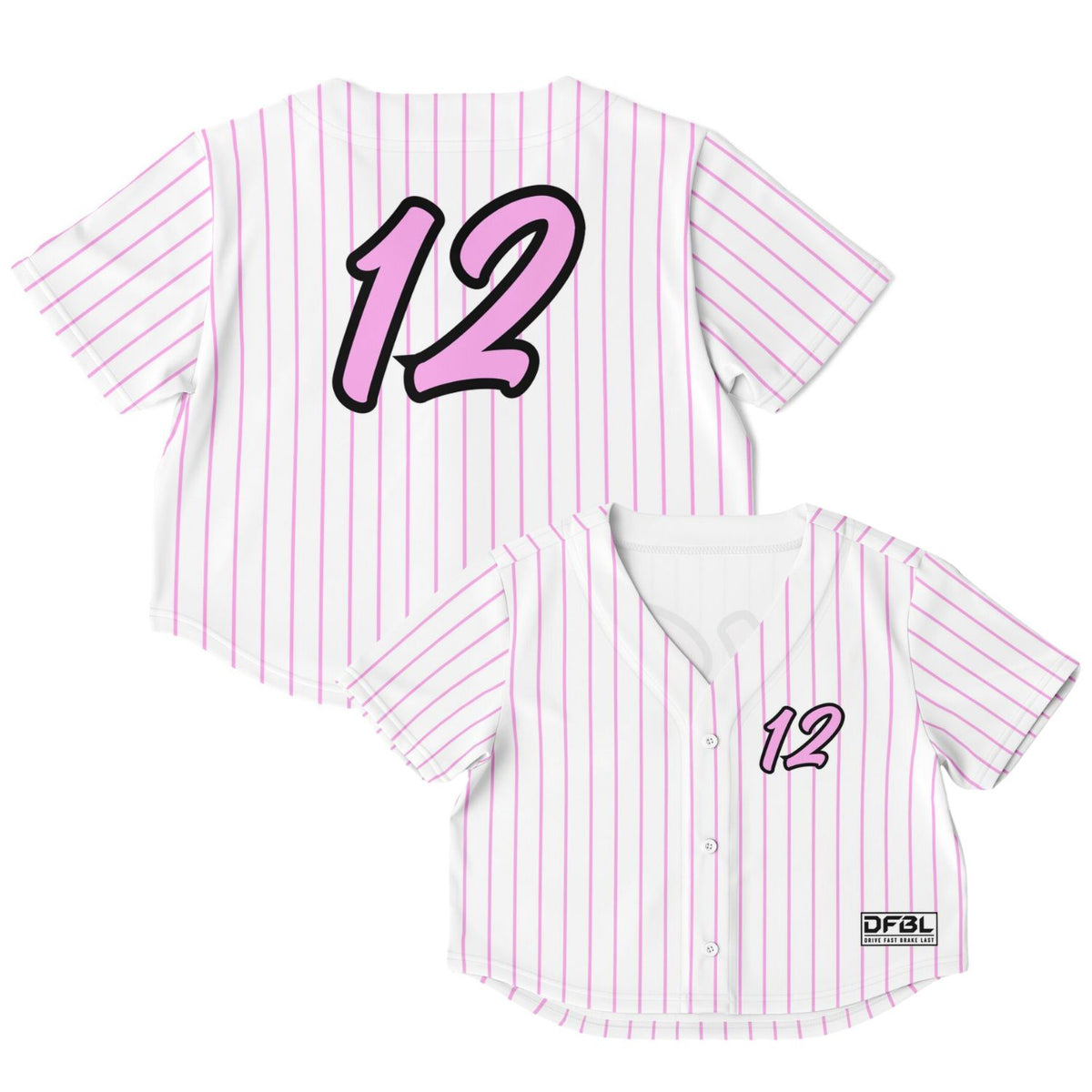 ANT12 Half-tone Cropped Women's Baseball Jersey - White
