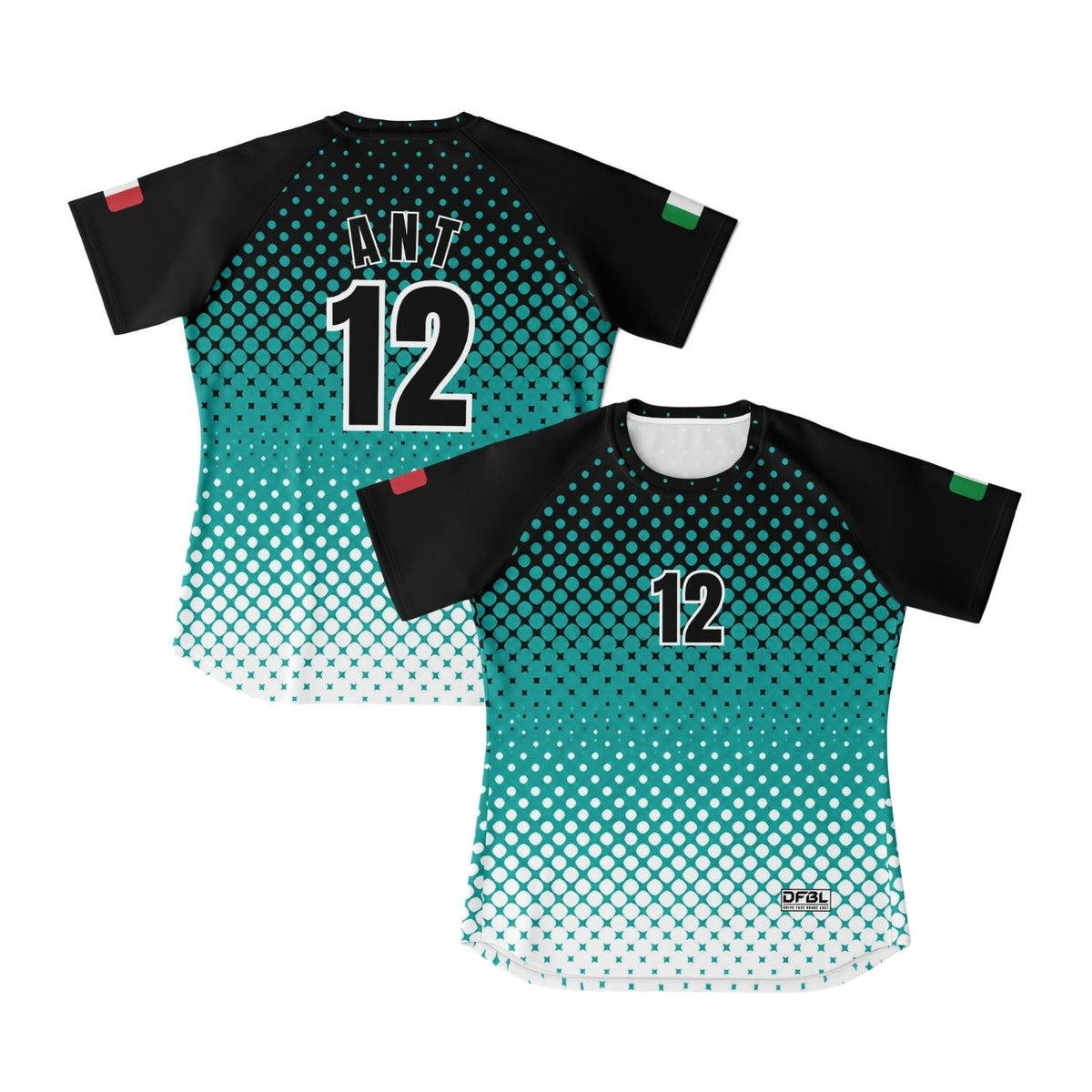 ANT12 Halftone Women's Soccer Jersey - Black Teal