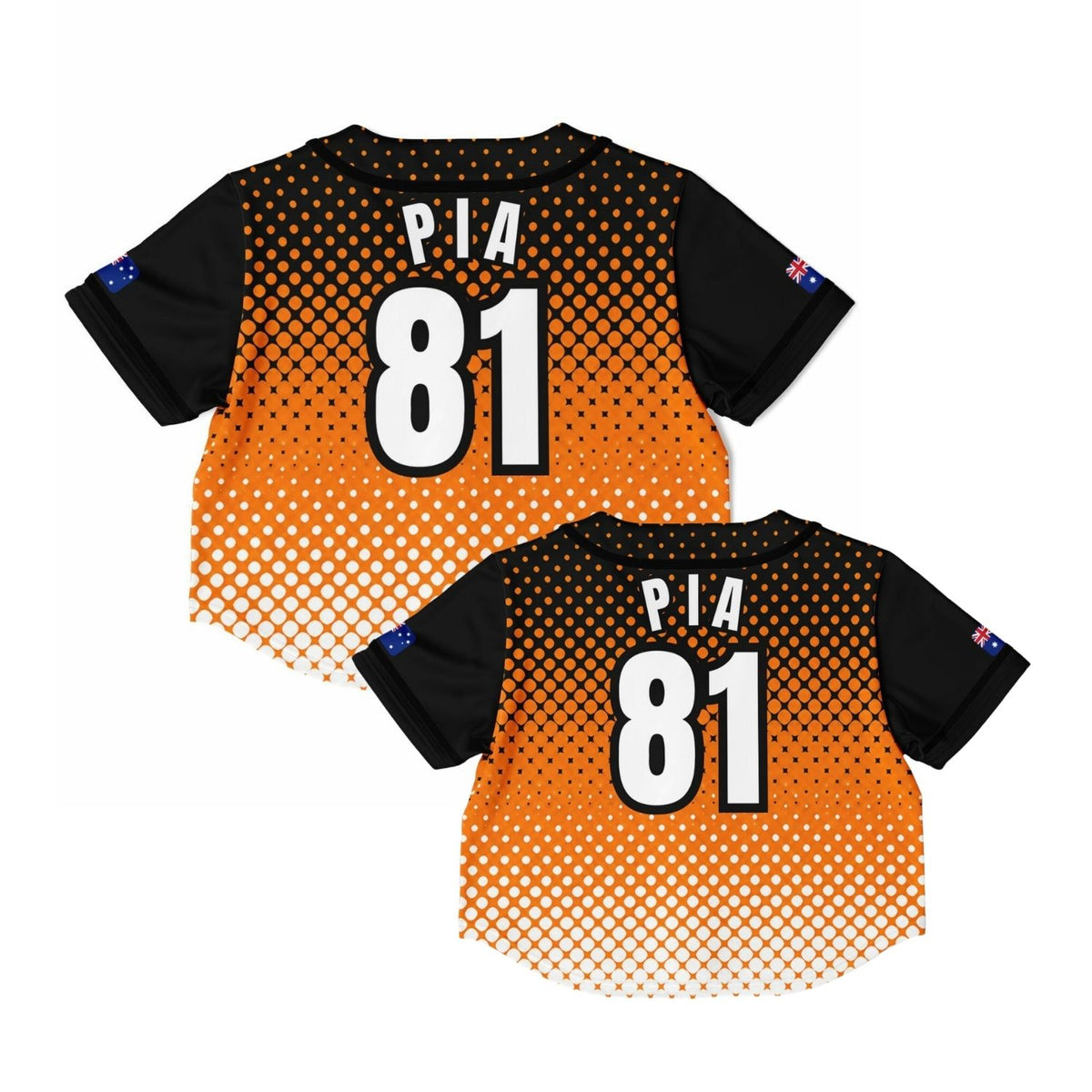 PIA81 Halt-tone Women's Cropped Baseball Jersey - Orange Black