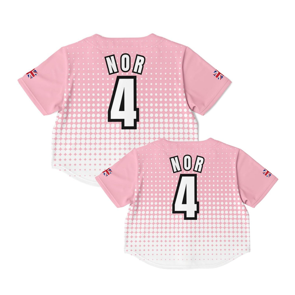 NOR4 Halftone Women's Cropped Baseball Jersey - Pink White